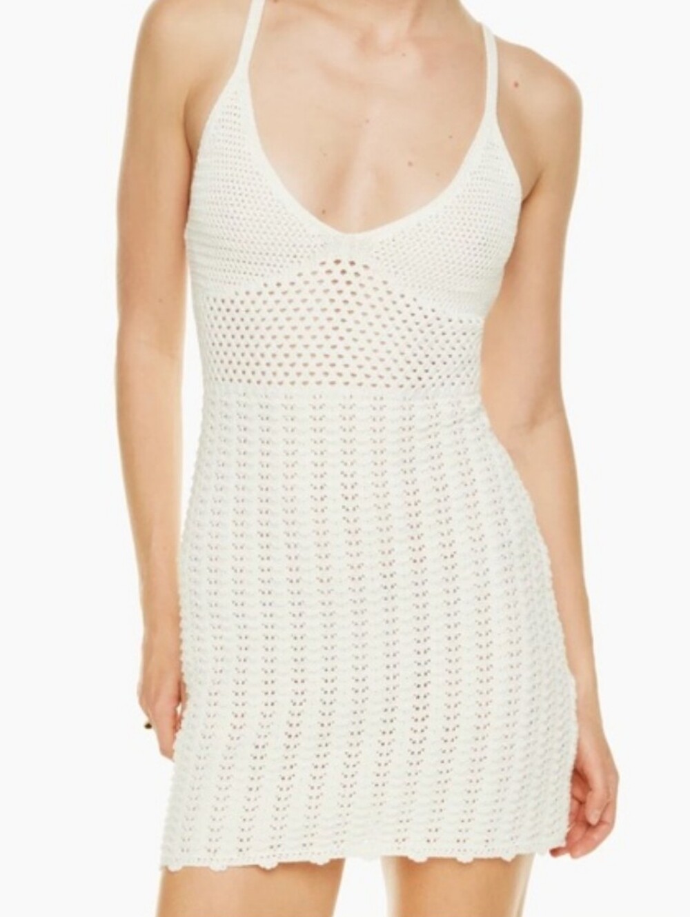 Aritzia Wilfred Evie Crochet Mini Dress in Cream